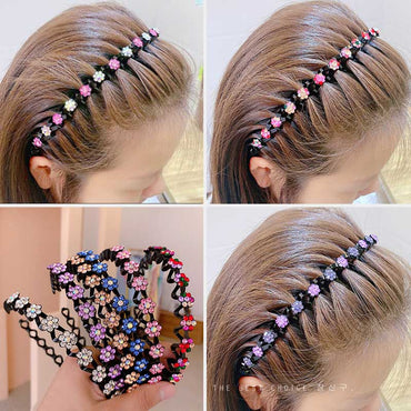 Women's Rhinestone Accessories Headband Floral Hairband Elastic Girls Pearl Fashion